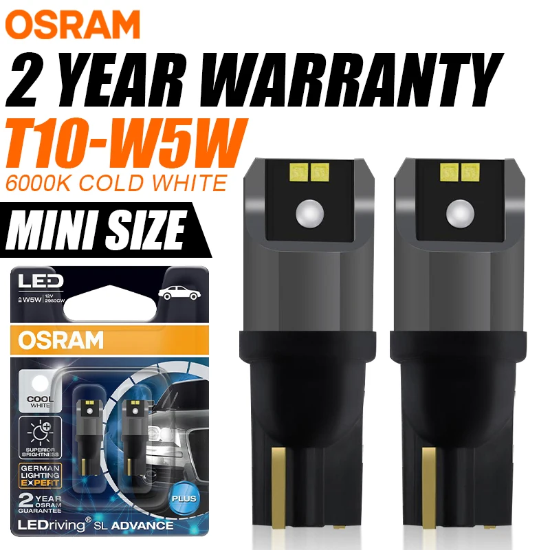 Bombillas LED OSRAM Originales T10 W5W 194, Lámparas de Señalización LED, Luz Blanca 6000K, Luz de Lectura Interior, Bombillas LED para Auto, LEDriving Advance