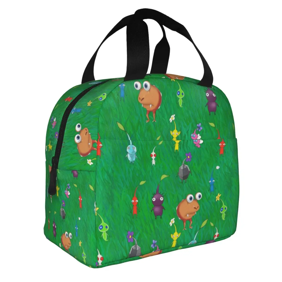 Plant Creature Cartoon Video Game Pikmin Thermal Insulated Lunch Bag Women Portable Lunch Tote for Travel Multifunction Food Box