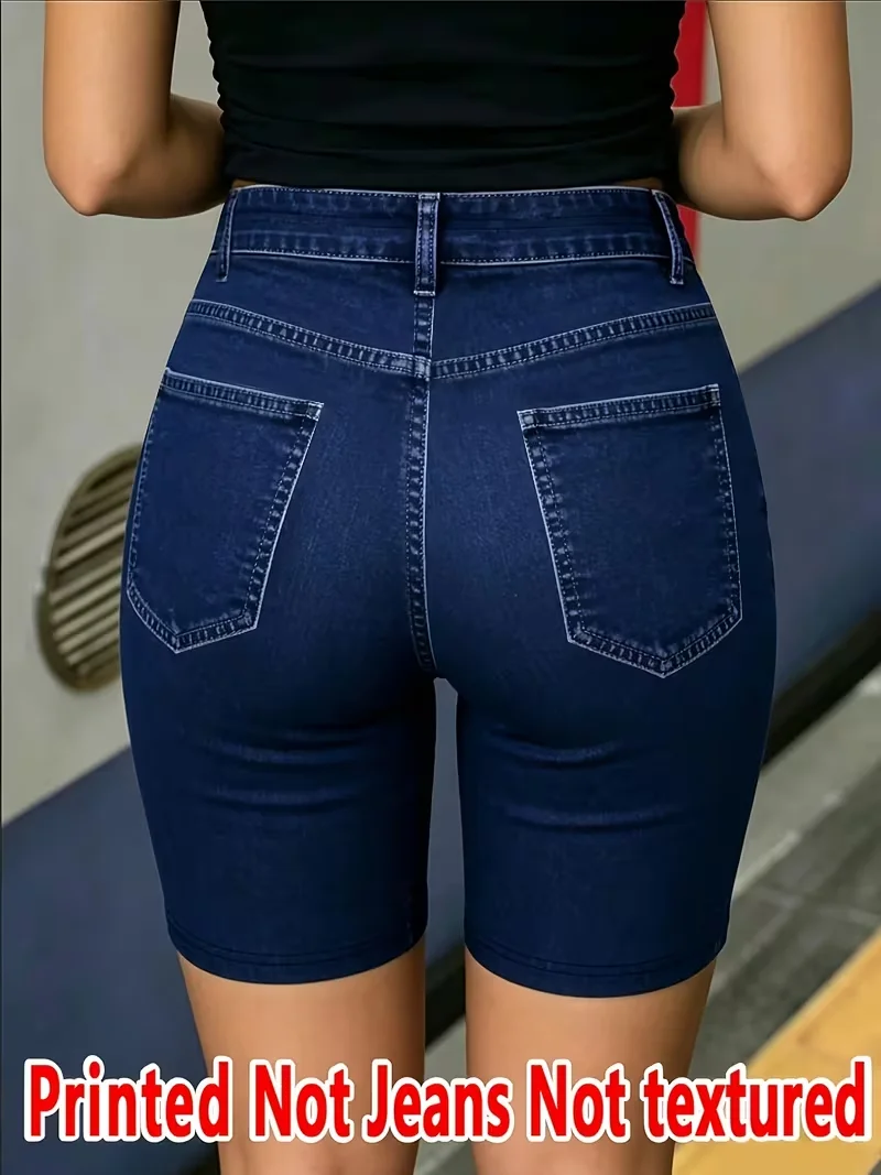 Printed Leggings, Non‑Denim Fabric, Faux‑Pocket & Button‑Print Capri Pants, High‑Stretch New‑Arrival Fashion Skinny Pants5