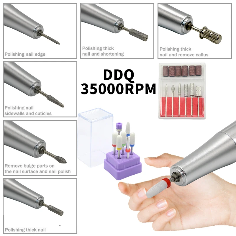 DDQ Electric Nail Drill 35000RPM Professional Electric Nail File Kit for Acrylic Gel Nails Manicure Pedicure Home Use