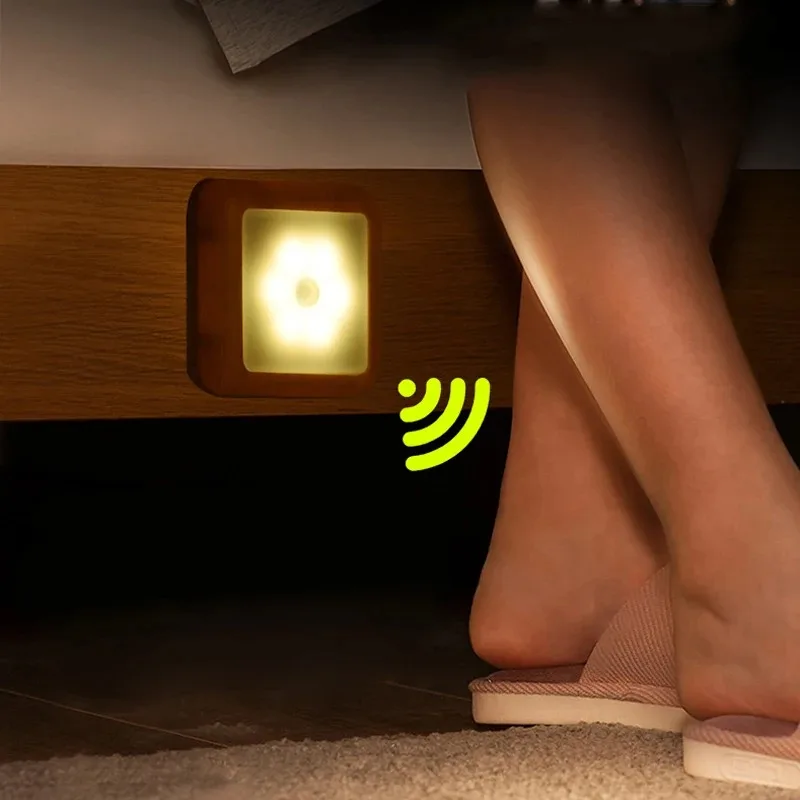 LED Night Light Wireless Battery Intelligent Human Motion Sensor Suitable for Wardrobe Cabinets Stairs Corridor Bedroom