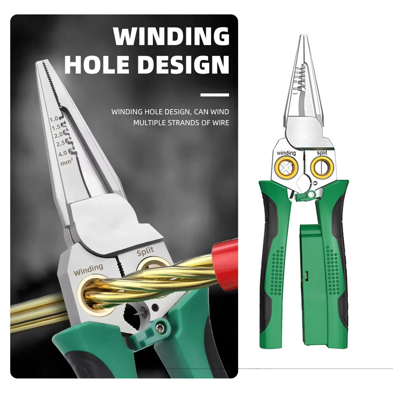 

8 в 1, плоскогубцы для зачистки проводов из нержавеющей стали, нескользящий многофункциональный инструмент для зачистки проводов с функцией тестера электричества