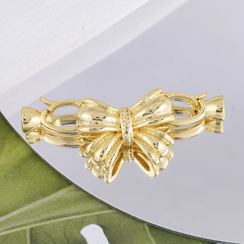 Juya Luxury Enamel Bidirectional Connectors Clasp Bow Gold Plated Clasps Accessories Dripping Oil Clasps For Jewelry Fit Making