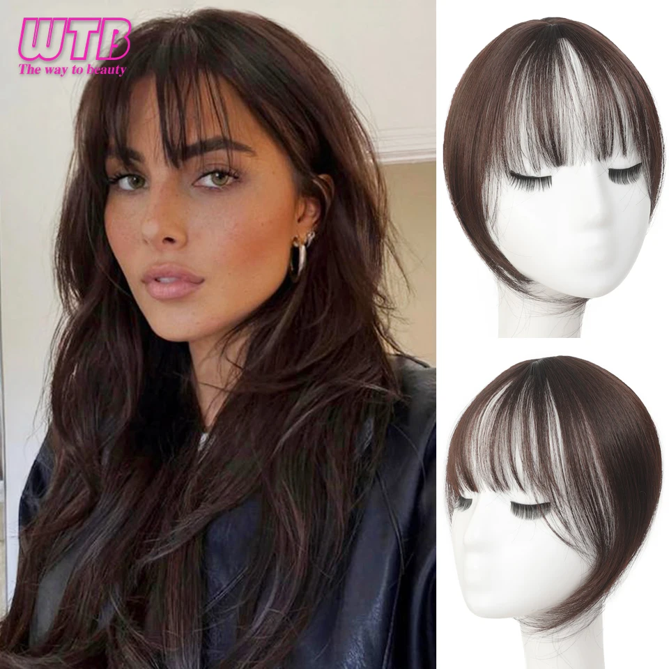 

Synthetic Topper Hairpiece False Bang Clip-In Bangs Extension Natural Fake Fringe Invisible Clourse Hairpiece for Women