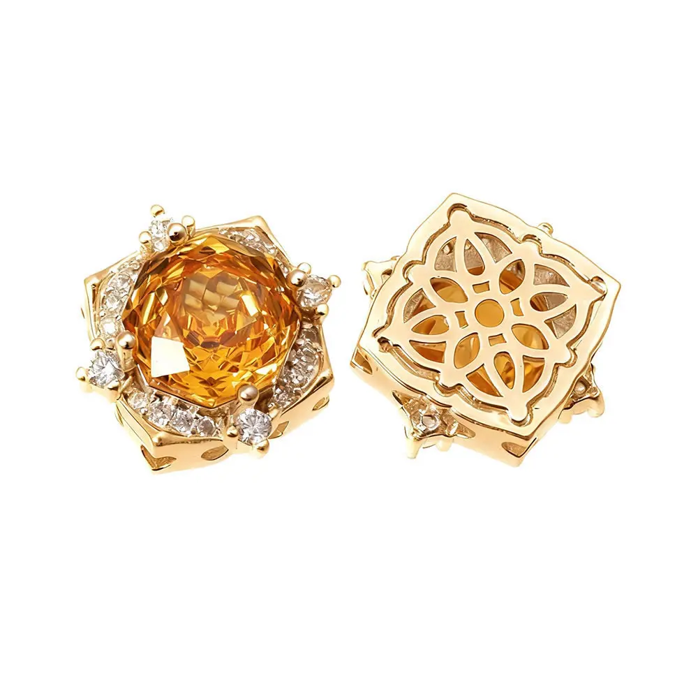 2PCS 18K Gold Color Brass and Zircon Rose Flower Spacer Beads Bracelets High Quality Diy Necklace Jewelry Accessories Making image 4