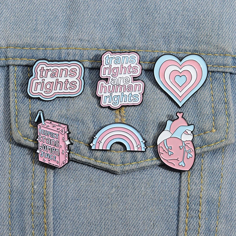 Trans Rights Are Human Right Enamel Pins Equal Rights Brooches Backpack Lapel Badges Cartoon Feminism Accessories Jewelry Gift