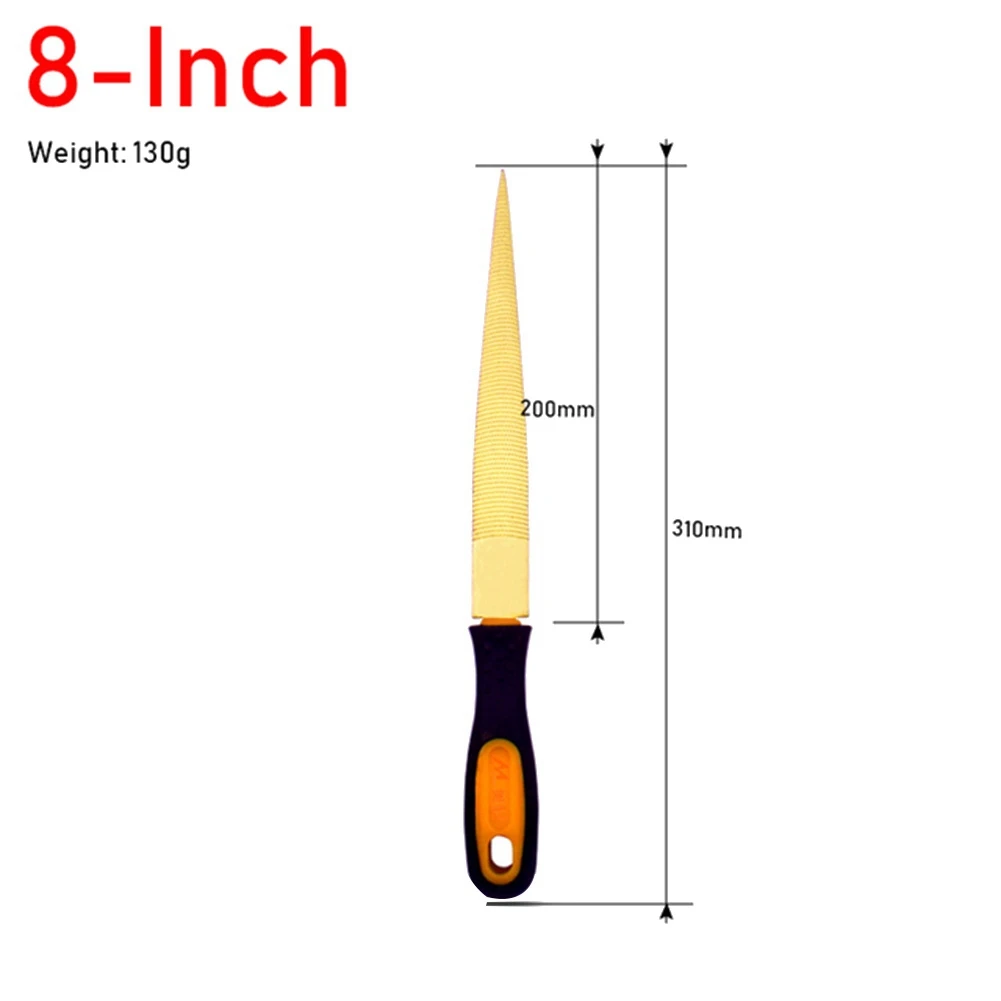 1PC Wood File Woodworking Golden Tapered Rasp Bastard for Wood Leather Plastic Hand Tools with Rubber Handle 8-Inch