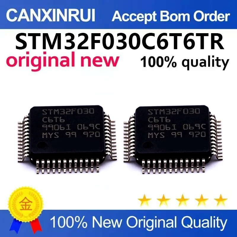 （5pcs-100pcs）Original genuine STM32F030C6T6TR LQFP48 ARM Cortex-M0 32-bit microcontroller MCU