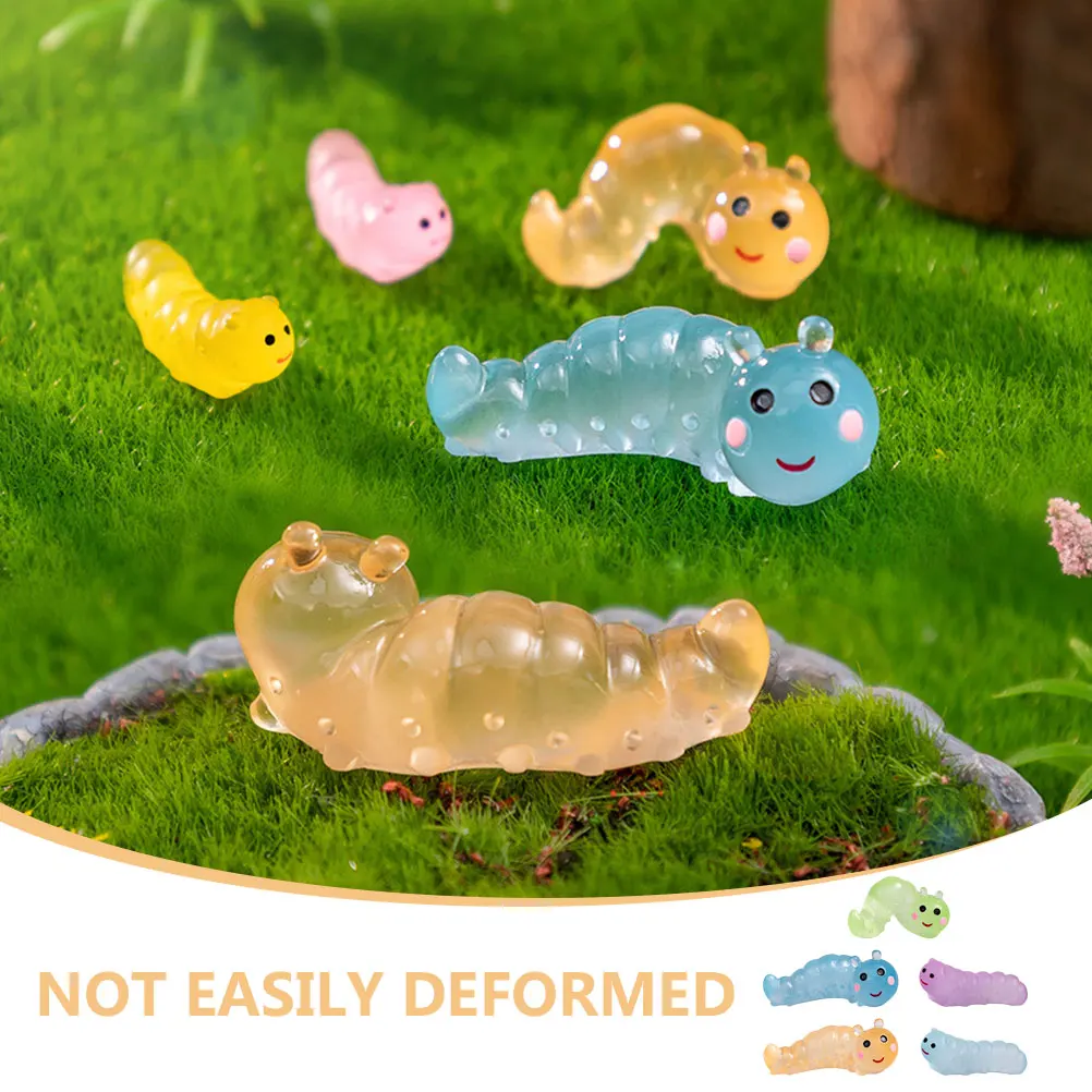 50 قطعة المشهد الصغير دودة الزينة الراتنج مصغرة محاكاة الديدان دائم البستنة الحلي بونساي الراتنج دودة ديكور توهج #1