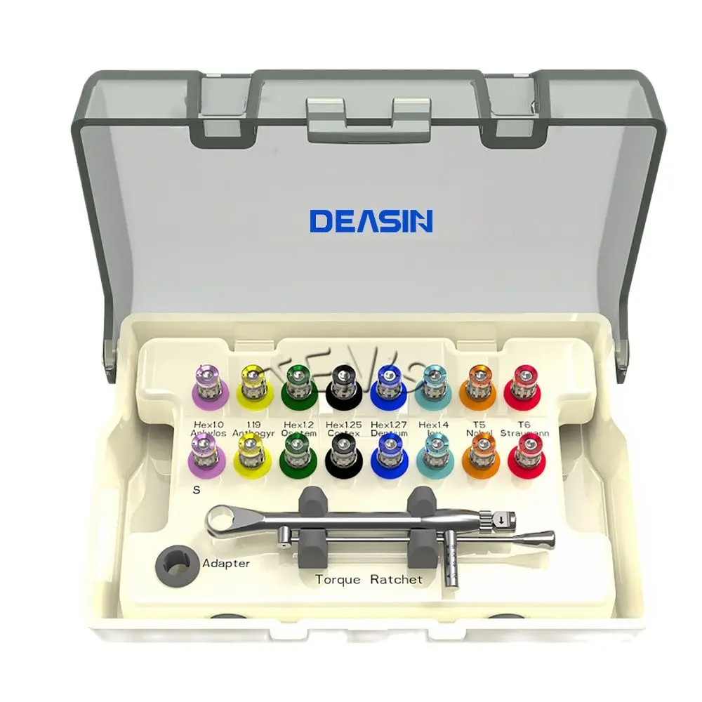 Deasin Dental Universal Implant Torque Screwdriver Wrench Prosthetic Restoration Ratchet Kits Dentistry Implant Tool 10-70NCM