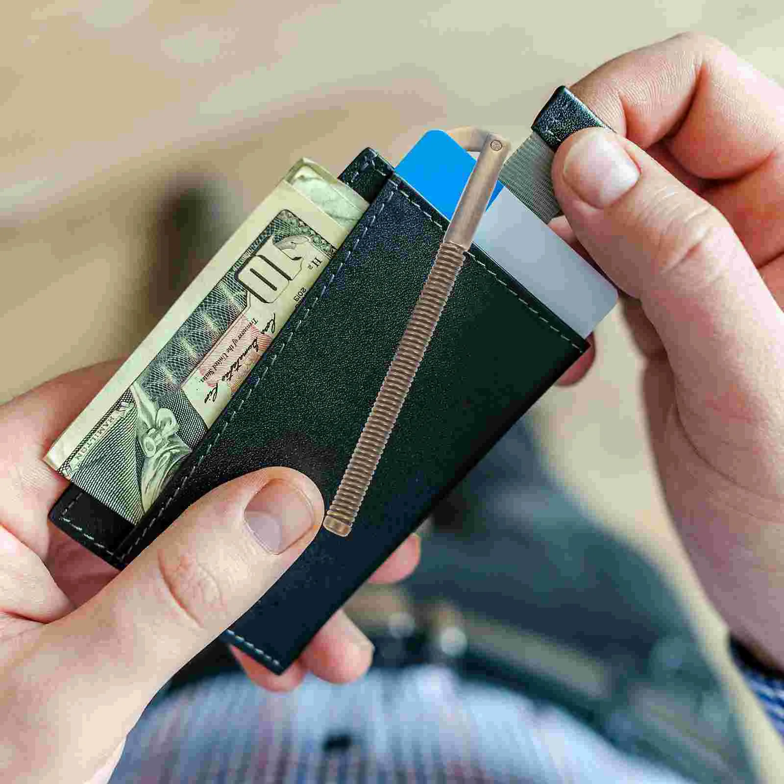 2 Pcs Money Fixing Clamp Spring Clip Bar Metal Check Holder for Men Wallet Clips