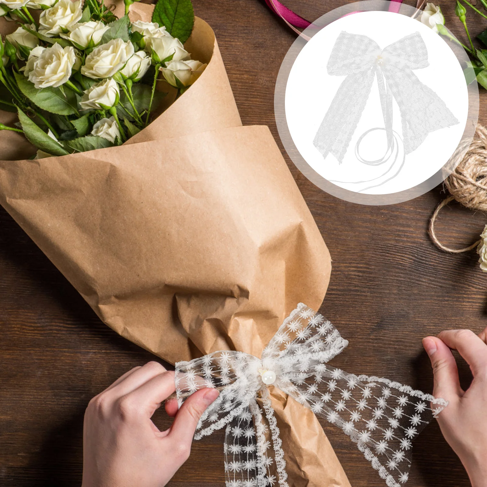 

2Pcs Lace Bows Decorations Elegant DIY Bow for Party Crafts Cake Box Wrapping Ribbon Decor Mini Bow Hair Ornament