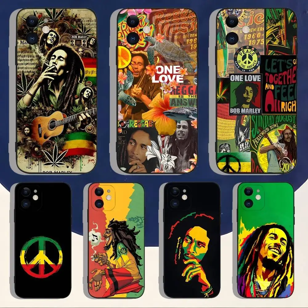 

Bob Marley Rasta Lion Phone Case For iPhone 16,15,14,13,12,11,Pro,Max,Plus,X,XS,XR,SE,8,7,Mini,Soft Silicone Black Case