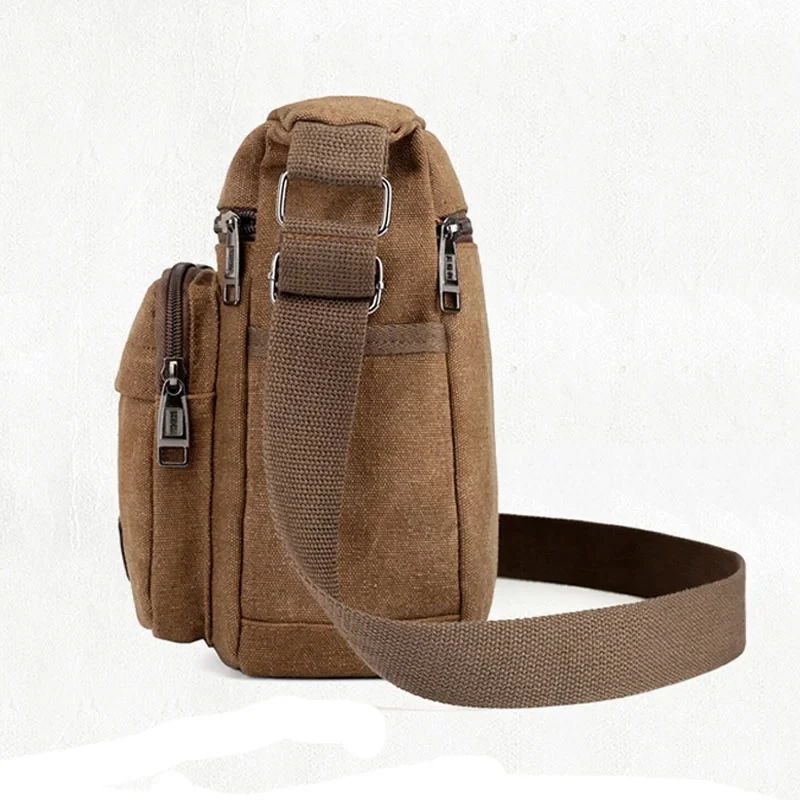 New Fashion Men Canvas Crossbody Bag Casual Shoulder Bag Large Capacity Messenger Briefcase Man Portable Travel Toiletry Bag