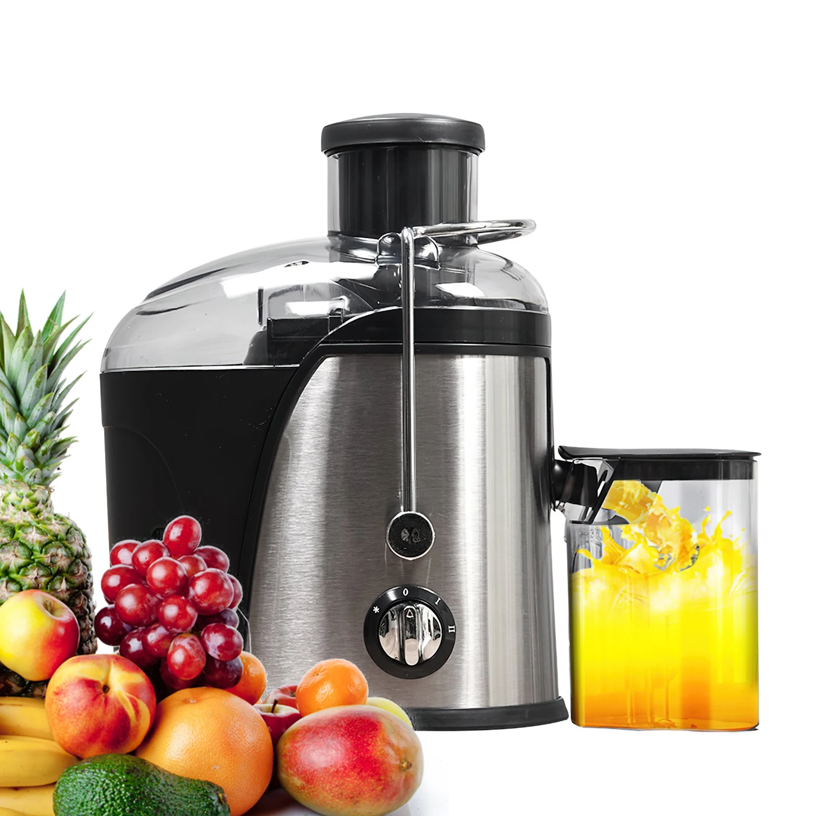 Extracteur de jus électrique 400W 22000 tr/min avec bouche large de 3 pouces pour fruits et légumes entiers, contrôle à 2 vitesses, brosse de nettoyage facile pour la préparation de jus frais à la maison et en cuisine