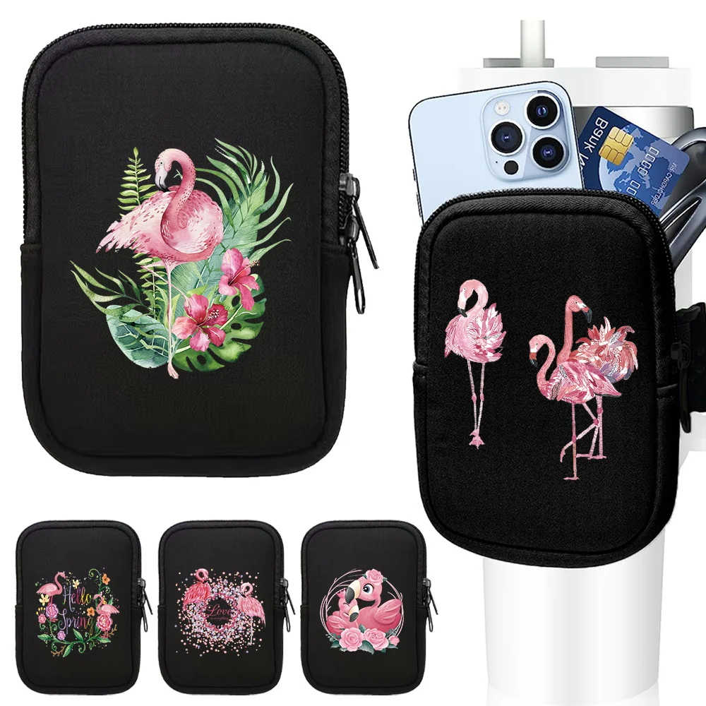 

Water Bottle Pouch Flamingo Series for Stanley Quencher 40oz Stanley IceFlow 20/30oz,tumbler Pouch with Pocket, for Cards, Keys