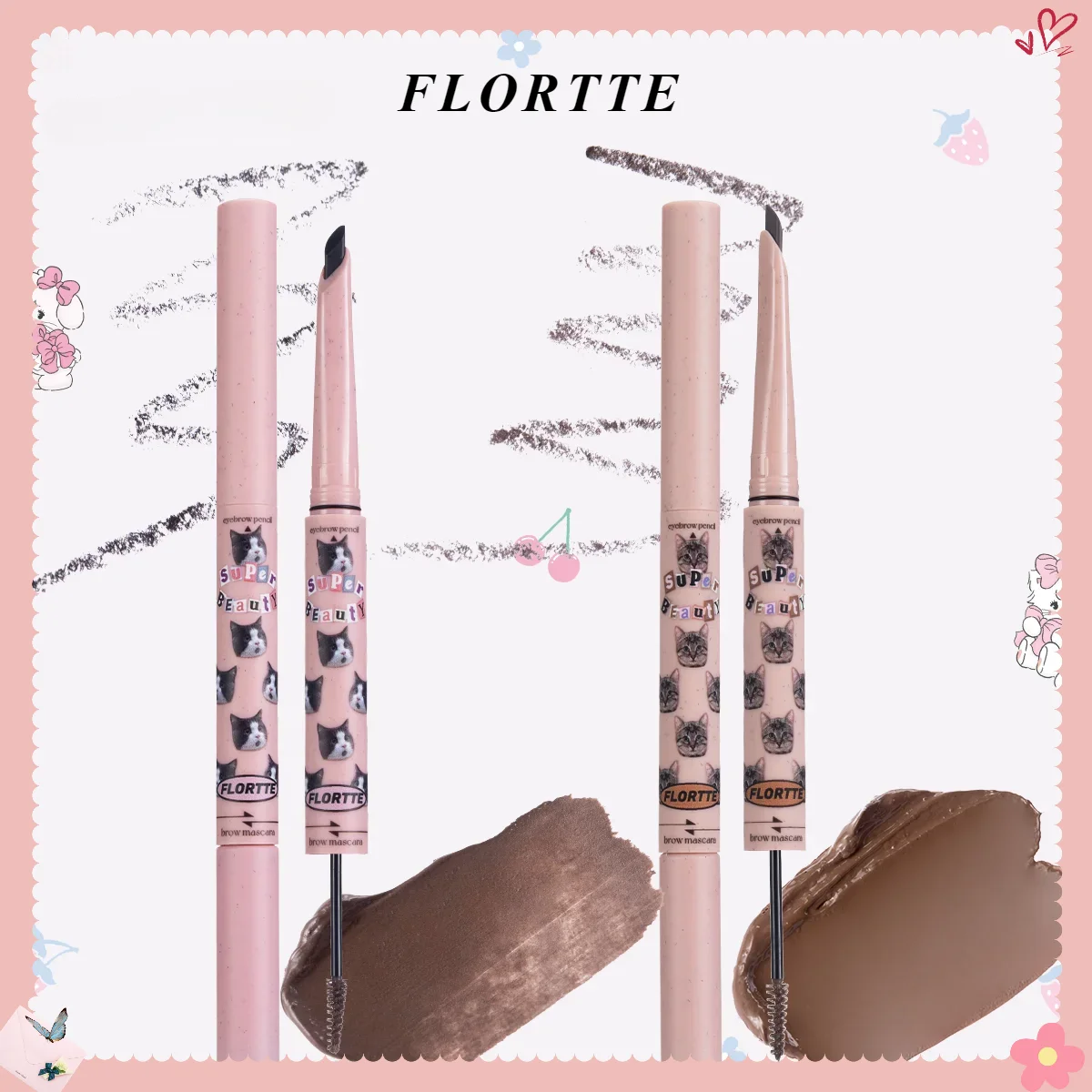 

FLORTTE double-ended blade eyebrow pencil dyed eyebrow cream is long-lasting and waterproof Quick drying and long-lasting makeup