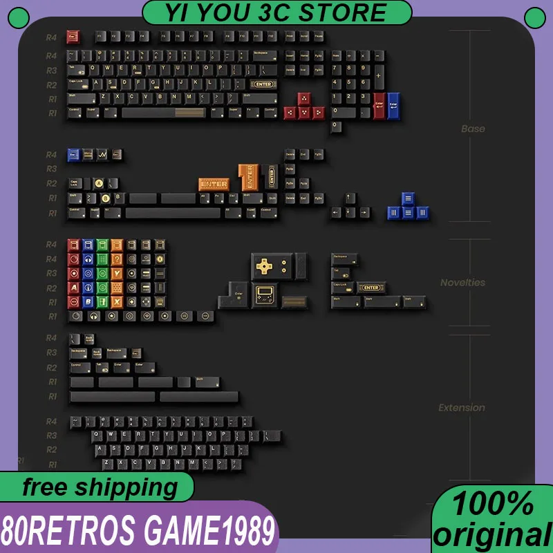 

80Retros GAME1989 GB65 Keycap Mechanical Keyboard PC Esports Laptop Gaming Keyboards PC Accessories Keycaps