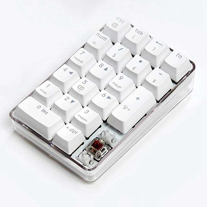 Hot Sale-Mechanical Numeric Keypad GATERON Brown Switch Wired Gaming Keypad Crystal Case White Backlit 21 Keys Mini Numpad Keypa