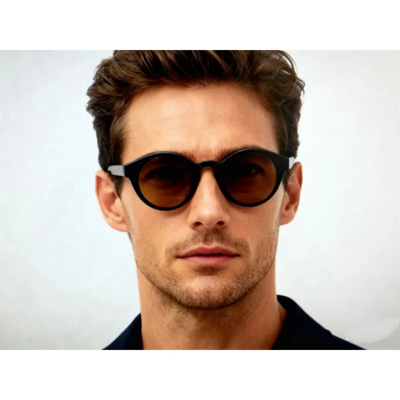 

Vintage Simple Round Men Sunglasses Small Frame High-Quality Acetate and TR Frame Sun Glasses Women Party Travel Outdoor Glasses