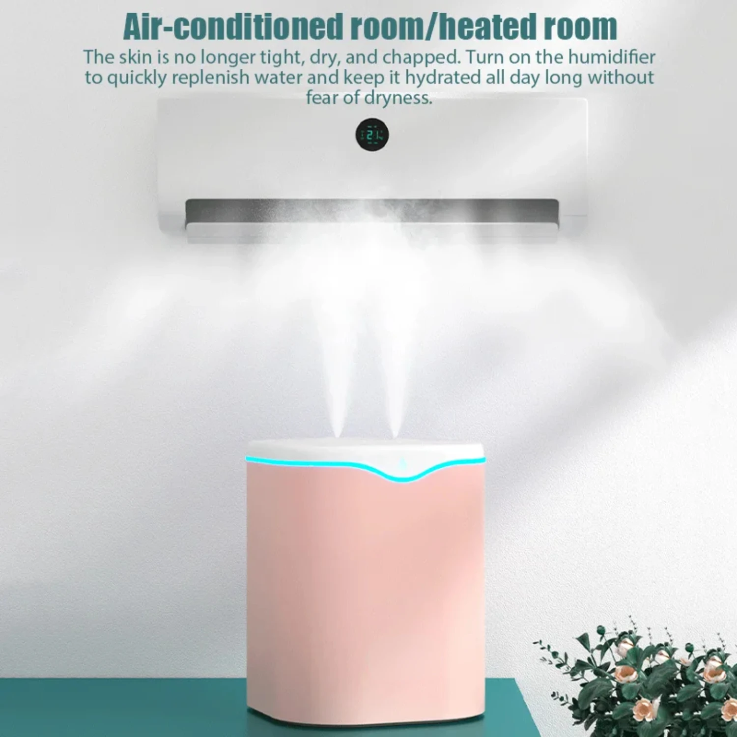 USB Large 2000ML Ultrasonic Air Humidifier with Double Nozzle, Essential Oil Aromatherapy Diffuser for Cool Mist Maker Fogger in