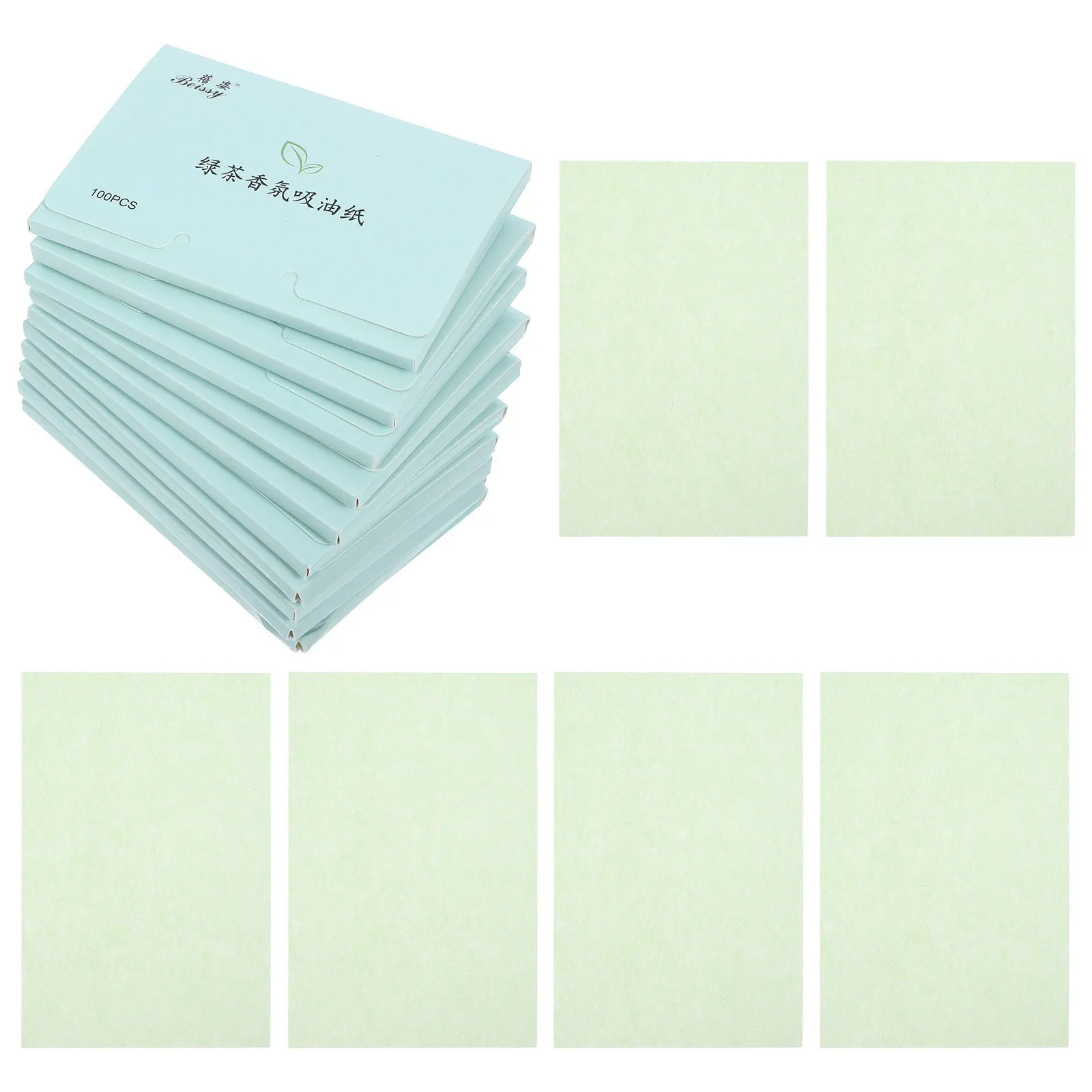 

10 Boxes Oil Absorbing Blotting Sheets High Efficiency Double Sided Ultra Thin for Oily Facial Paper Green