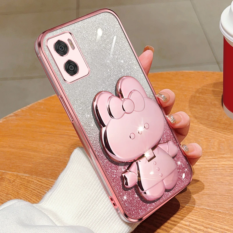 Etui na lusterko do makijażu królika na telefon do Motorola Moto E22 nietłukąca ochrona przed kamerą Moto E22i miękka tylna pokrywa