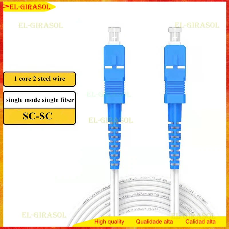 Câble de raccordement à fibre optique SC/UPC, intérieur en cuir, monomode, chute interne, blanc