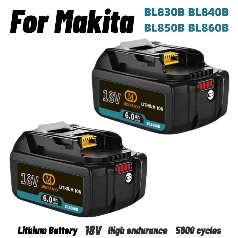 

For Makita 18V 6.0 Rechargeable Lithium-Ion Battery with LED Indicator, High Capacity for Makita Cordles Power Tool Battey