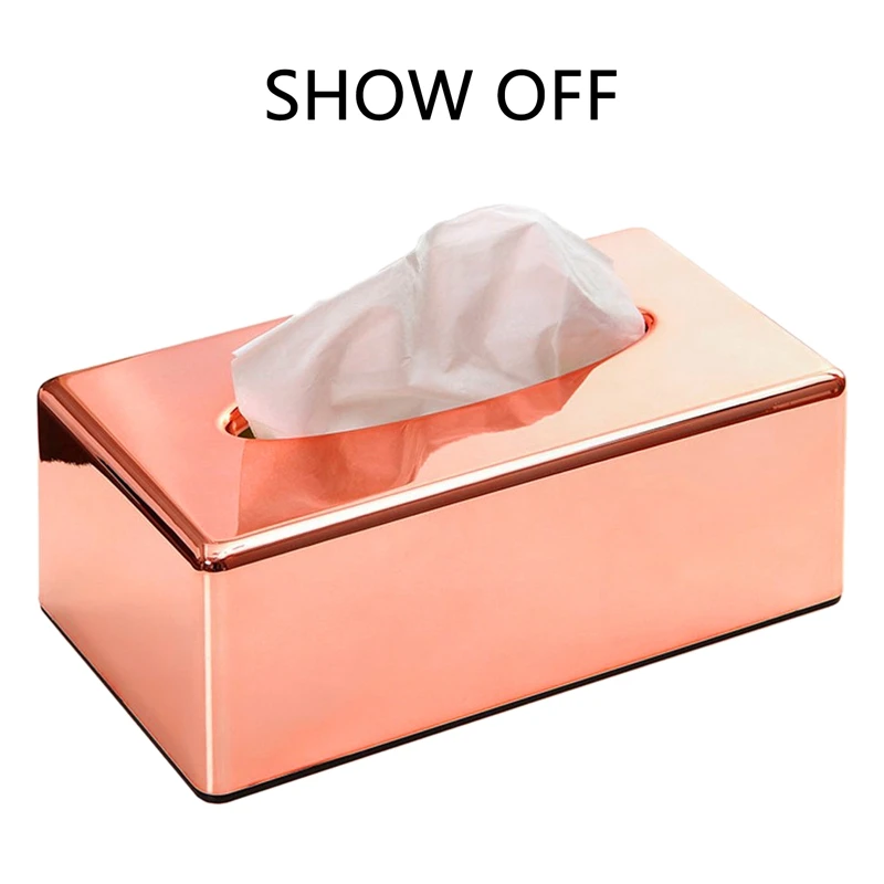 ABZV-estante de papel elegante oro rosa real coche hogar caja de pañuelos en forma de rectángulo contenedor servilleta soporte para pañuelos