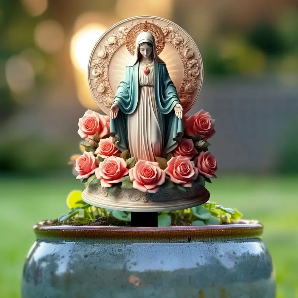 

Creative 2D Virgin Mary Garden Stake Easy to Install Wear-resistant Blessed Mary Statue Waterproof Colored Garden Stake Outdoor