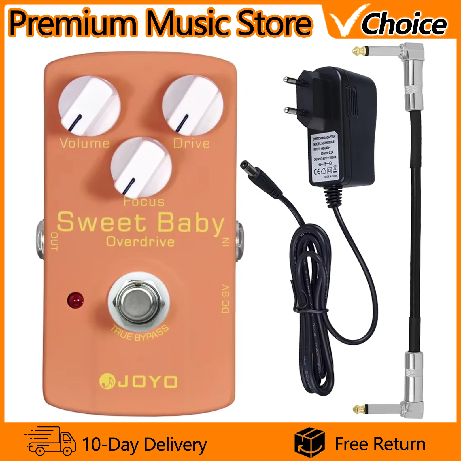 

JOYO JF-36 Педаль для электрогитары SWEET BABY Эффект Overdrive с низким коэффициентом усиления Overdrive с ручкой фокусировки для регулировки стиля искажений
