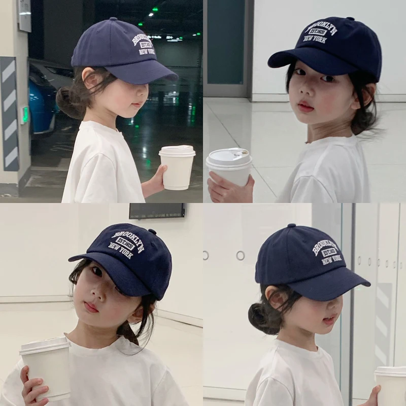 Letter Kids Baseball Cap Solid Color Toddler Sun Hat Korean Embroidery Adjustable Boy Girl Peaked Cap