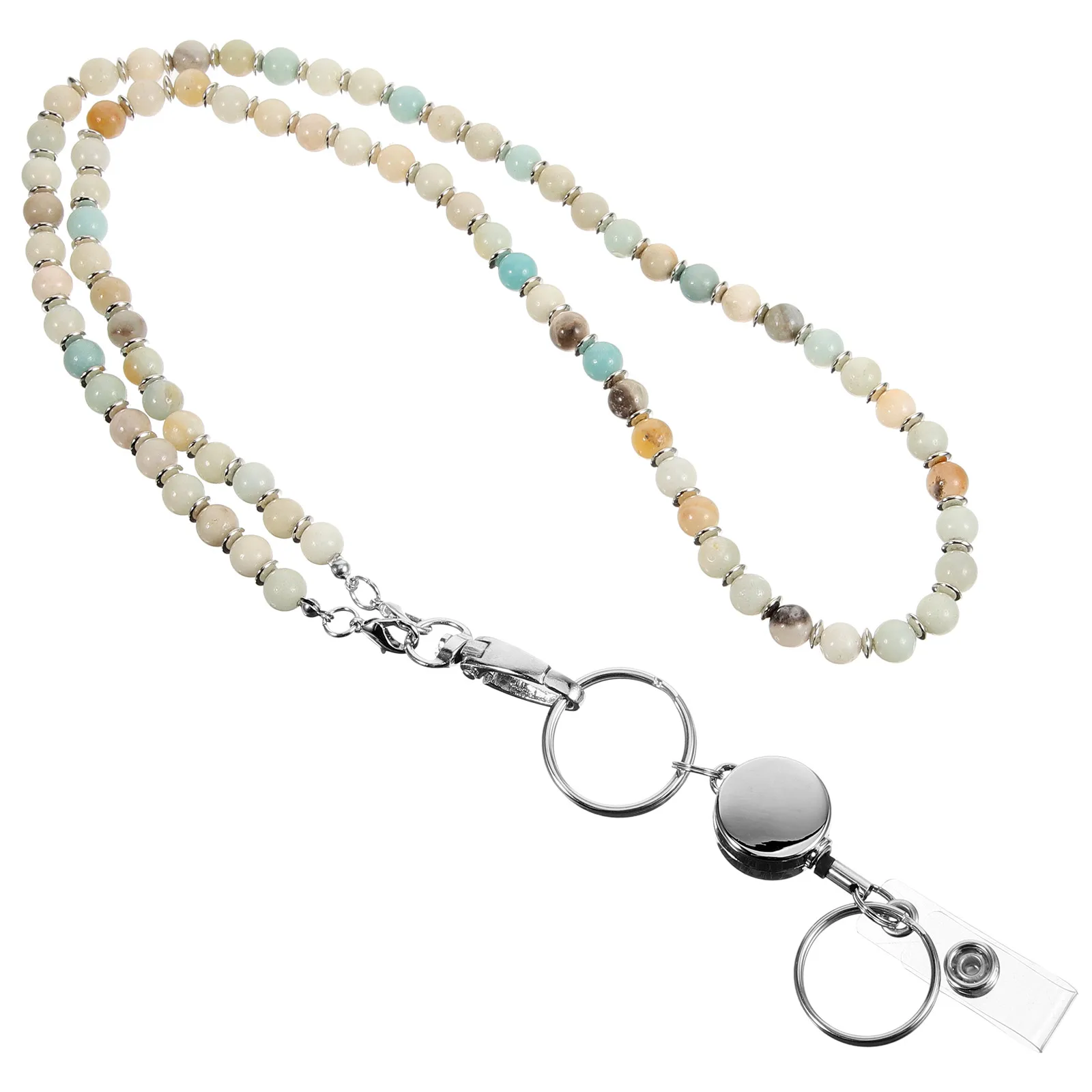 

Badge Lanyard Necklace Stainless Steel Beaded Chain for ID Cards Nurses Work Access Card Holder Women Badge Necklaces