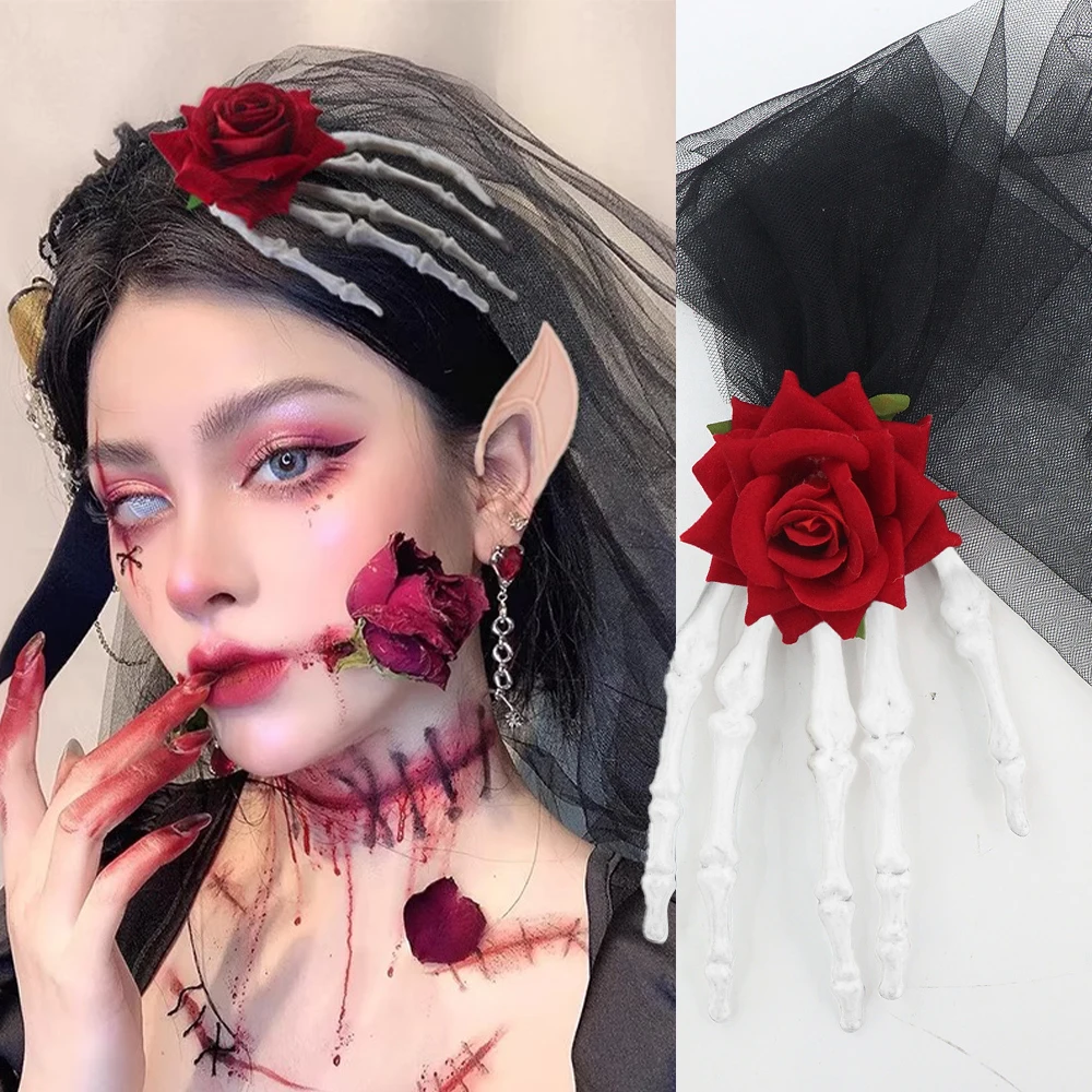 

Fun Hair Clip Gothic Skull Hand Hair Clamp Halloween Party Hairpins Barrette Headwear Hairs Accessory for Cosplay Party Decor
