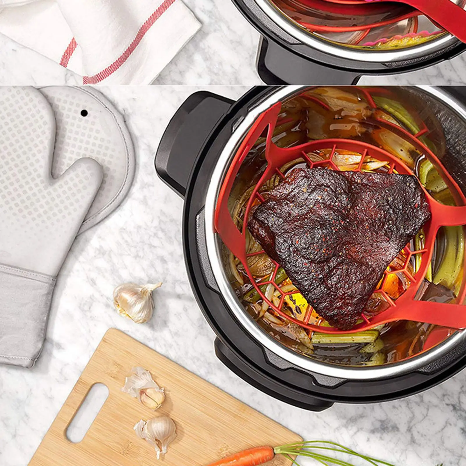 4pcs Set Silicone Kitchen Tools Baking Tray Sling Silicone Baking Tray Sling Silicone Multi-functional Portable Drainage Basket