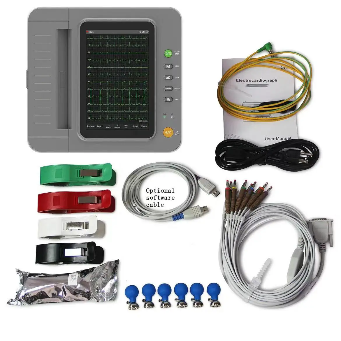 CONTEC Digital 12 Channel/Lead EKG+PC Sync software WiFi Color HD Display Touch Screen E12 Electrocardiograph ECG Machine