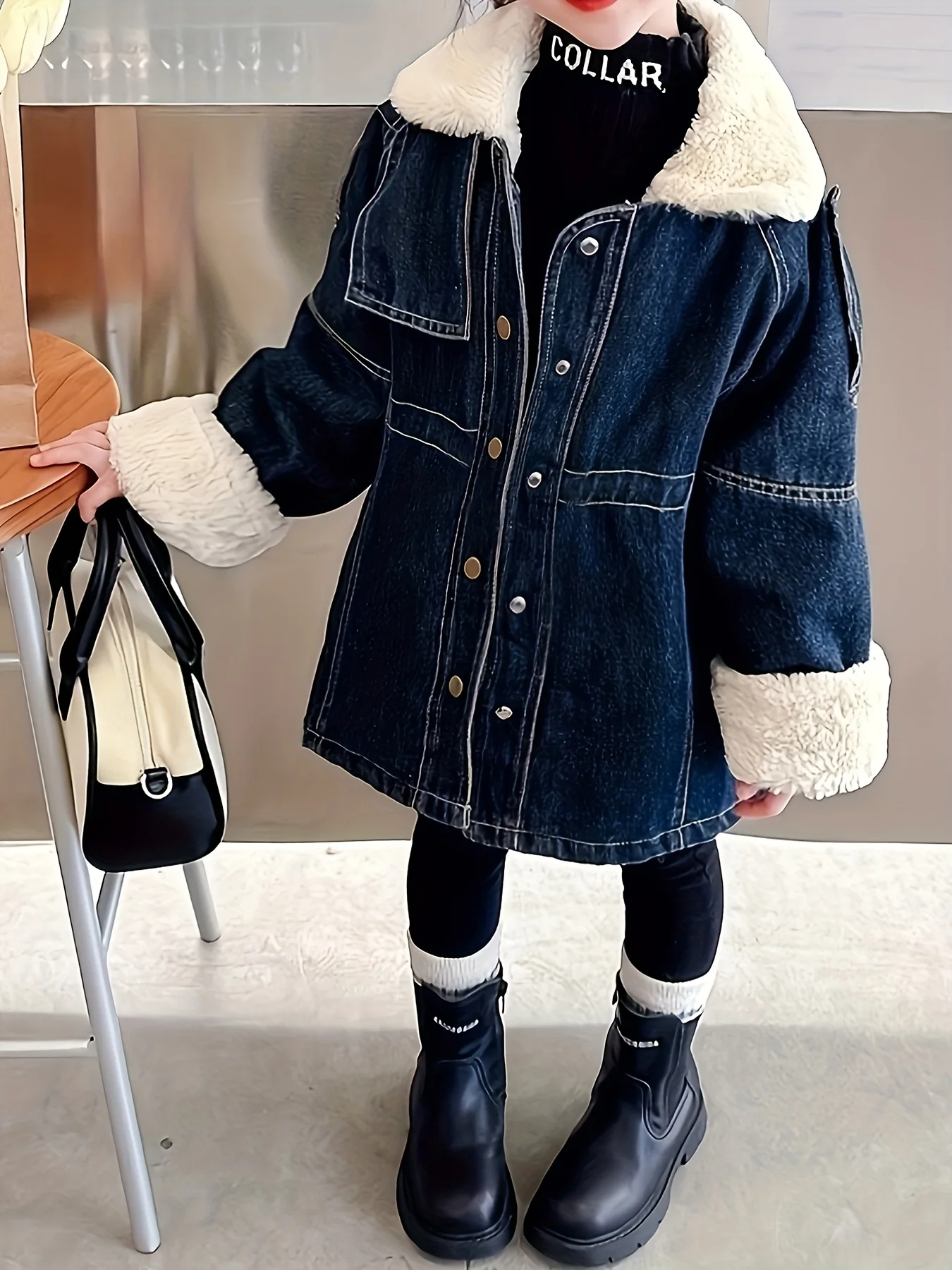 

Куртка средней длины на флисовой подкладке для девочек на осень и зиму, новое стильное и модное зимнее пальто для детей