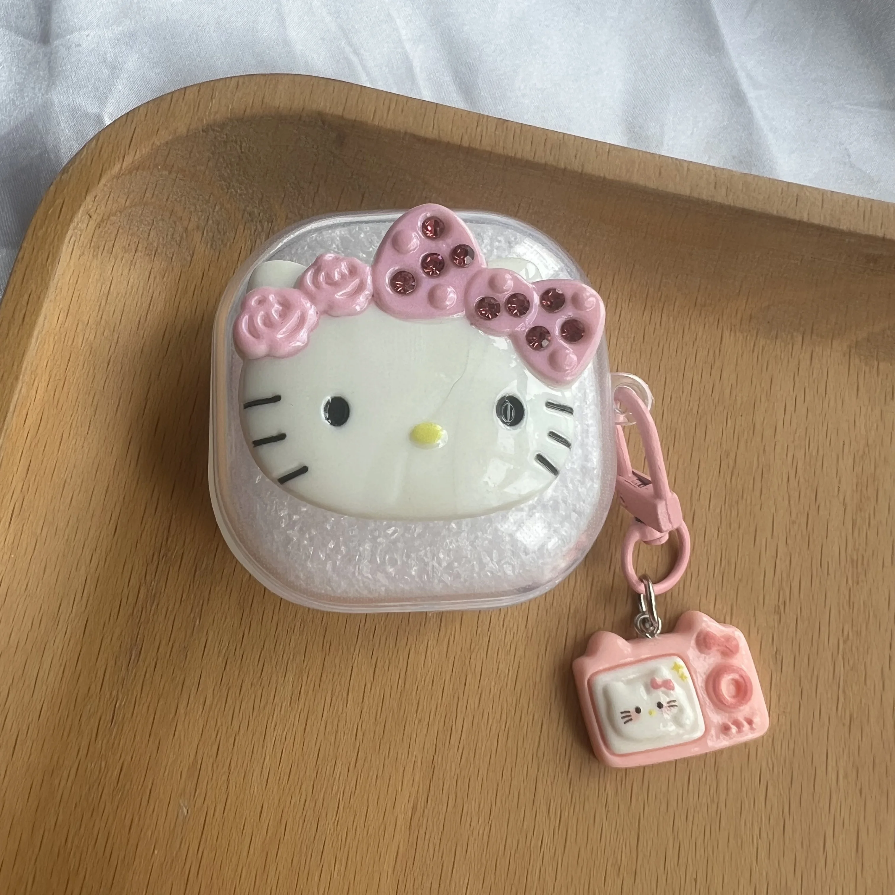 حافظة سماعة أذن كيتي لطيفة لهاتف Galaxy Buds Live / FE / Live /2pro سماعات أذن بلوتوث من البولي يوريثان غطاء حماية مع حلقة مفاتيح #5