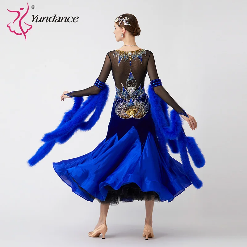 B-23141 New Women Modern Dance Rhinestone Color Diversity Dress Ballroom National Standard Waltz Competition Performance