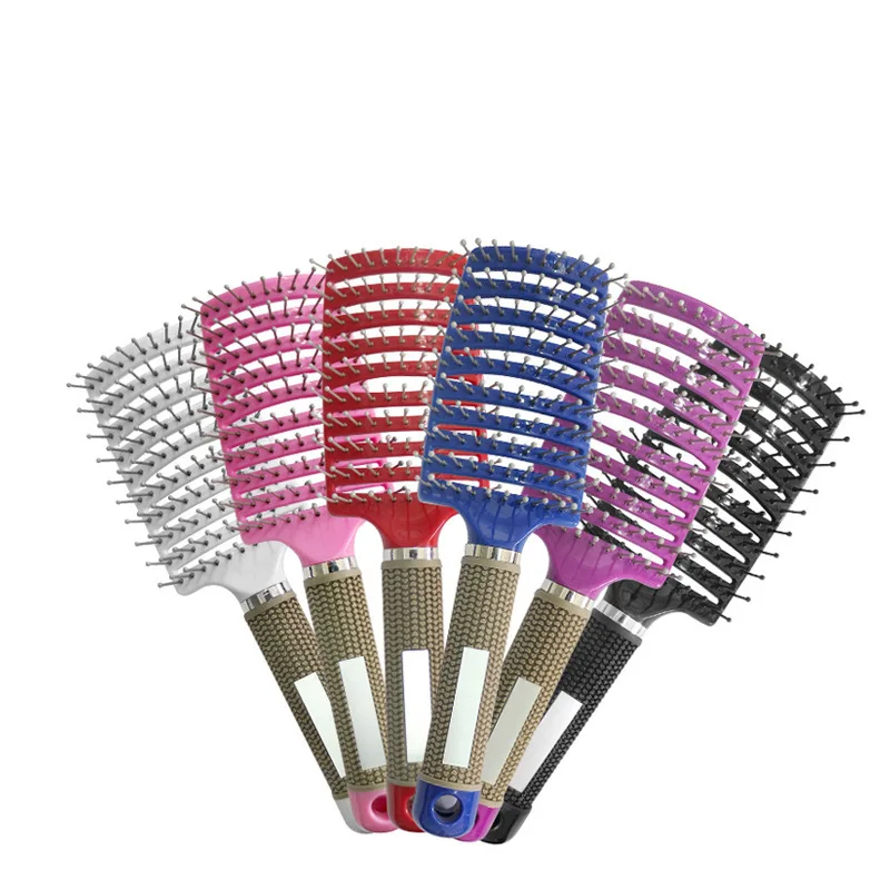 Massage Scalp Hairdressing Comb Women Anti-static Detangle Hairbrush Nylon Boar Bristle Brush Hairdresser Supplies