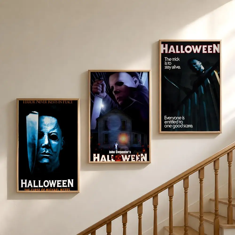 Horror H-Halloween Michael Myers Poster Waterproof HD Modern Peel And Stick Wall Decor Bedroom Living Room Dorm Office
