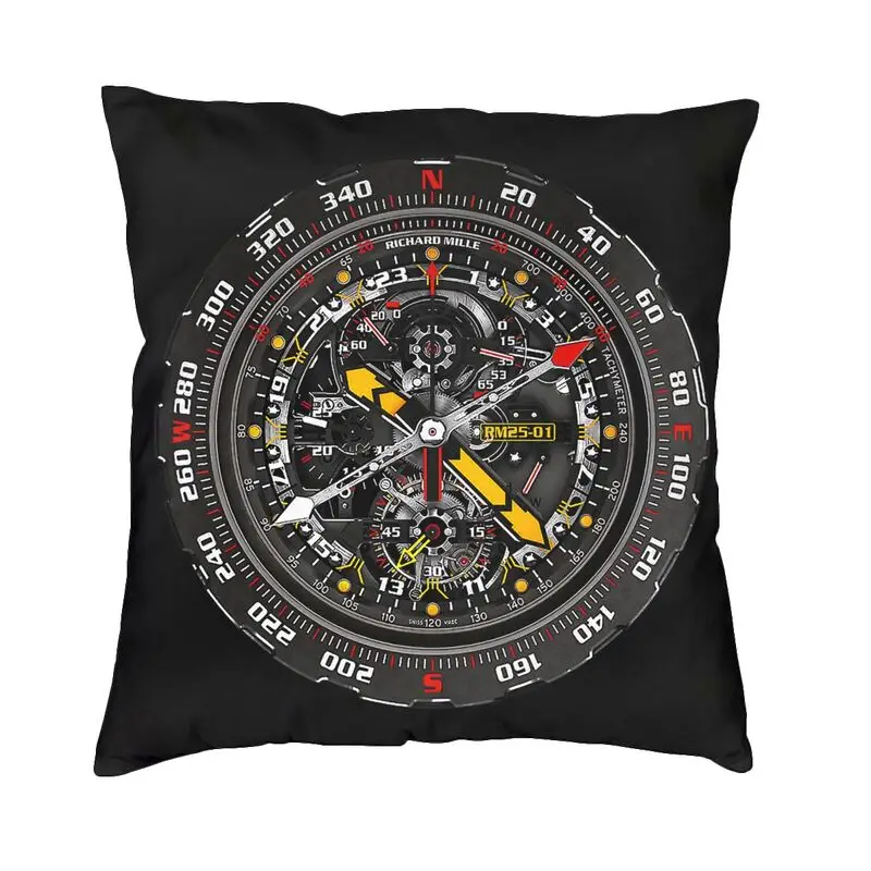 RM 25-01 Tourbillon Adventure Watch Face Cushion Cover 40x40 Compass Pillow Case for Sofa Square Pillowcase Living Room Decor