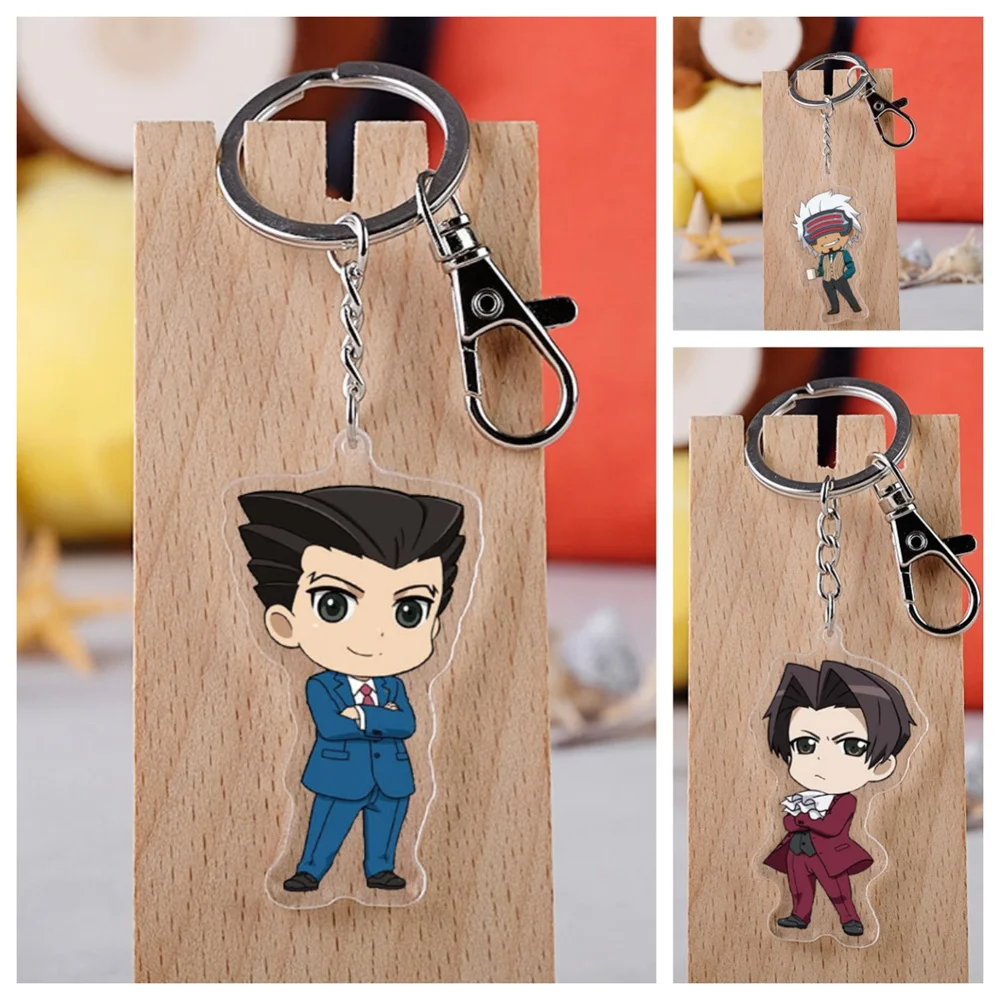 

6cm Anime Ace Attorney Phoenix Wright Miles Edgeworth Cosplay Keychain Decoration Pendant Mascot Fans Halloween Birthday Gift