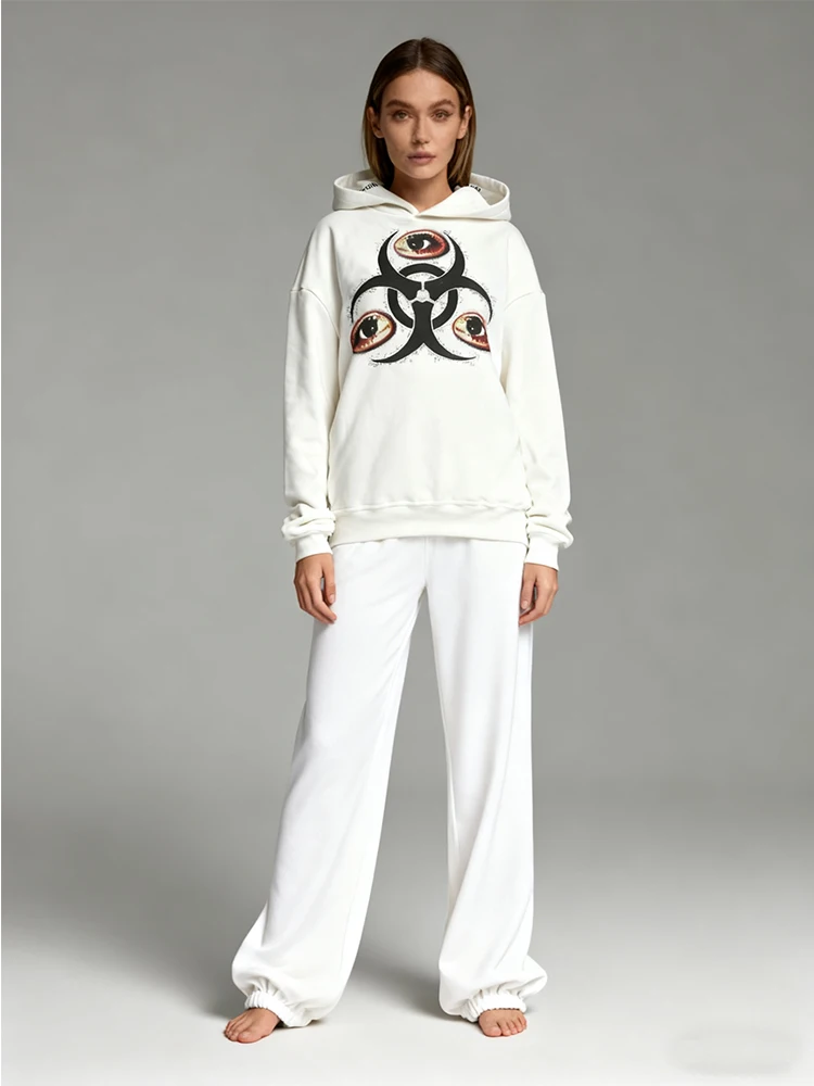 Y2k ファッション ゴシック レトロ トレンディ 原宿 インスタイル パーソナライズされたプリント パーカー パーカー スウェットシャツ 秋/冬 ユニセックス トップ