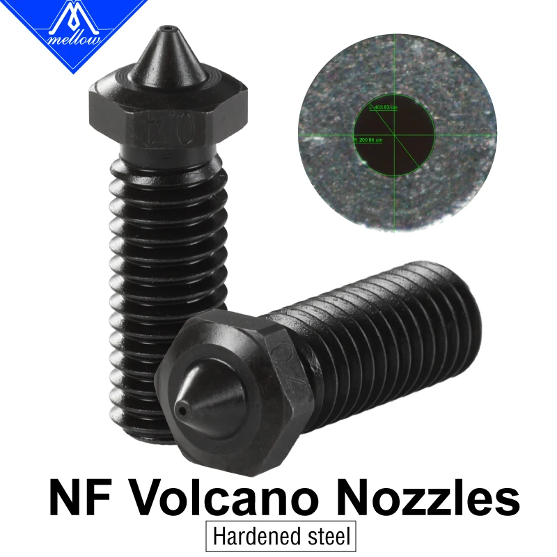 Mellow 1Pcs NF Hardened Steel Sharp Volcano Nozzles For High Temperature  V6 Volcano Hotend J-head 3D Priter Parts