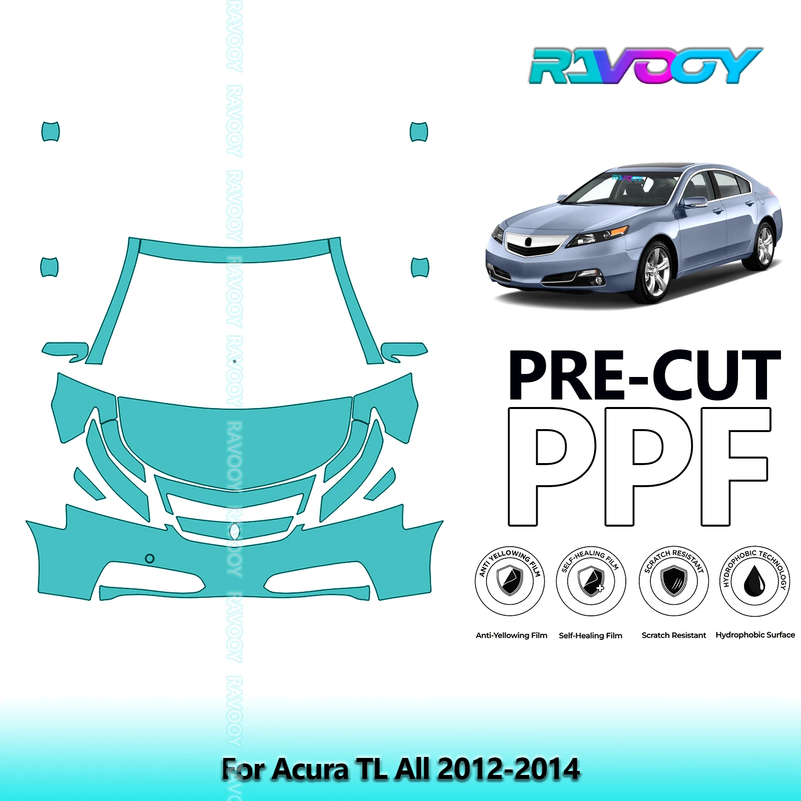 For Acura TL All 2012-2014 Partial Front Pre-Cut Paint Protection Film PPF Stone Chip Kit | Clear / Matte / Black Finish Options
