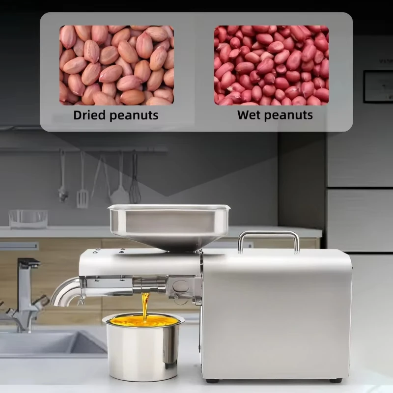 Peanuts Sunflower Seeds Rape Seeds Raw Pressed Oil Extraction Machine Adjustable-temperature Oil Press Machine