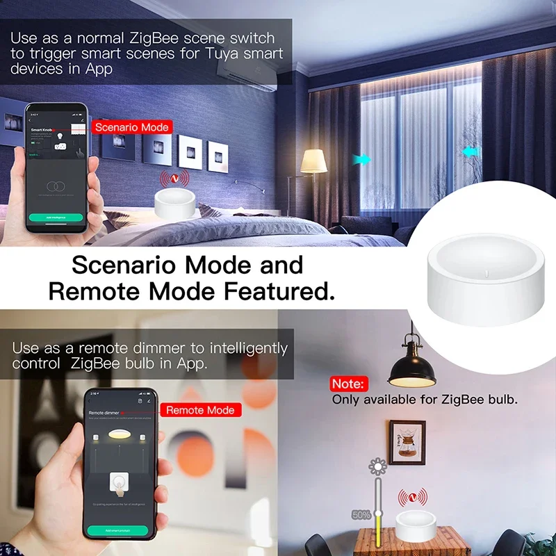 Tuya ZigBee Smart Knob Switch Wireless Scene Switch Button Controller Battery Powered Automation Scenario Linkage Smart Life App