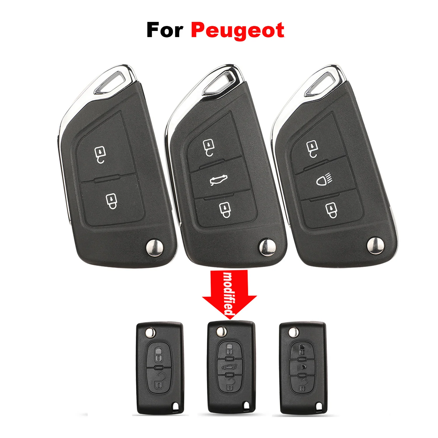 jingyuqin Modified Flip Remote Car Key Shell For Peugeot 307 408 308 2/3B Cover Case Folding Key CE0536/CE523 HU83 VA2 Blade